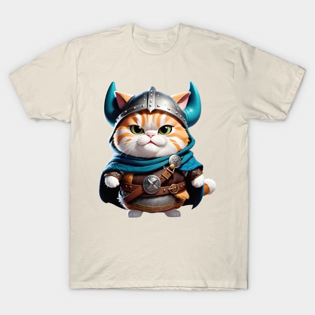 Cute Viking warrior cat T-Shirt by Human light 